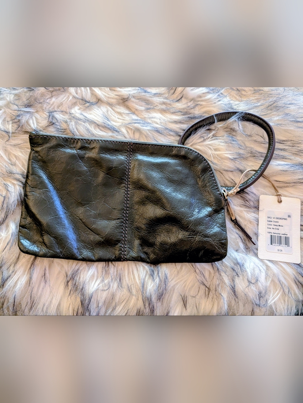 NWT Hobo Brand Leather Wristlet Clutch in Deep Moss - Picture 2 of 5